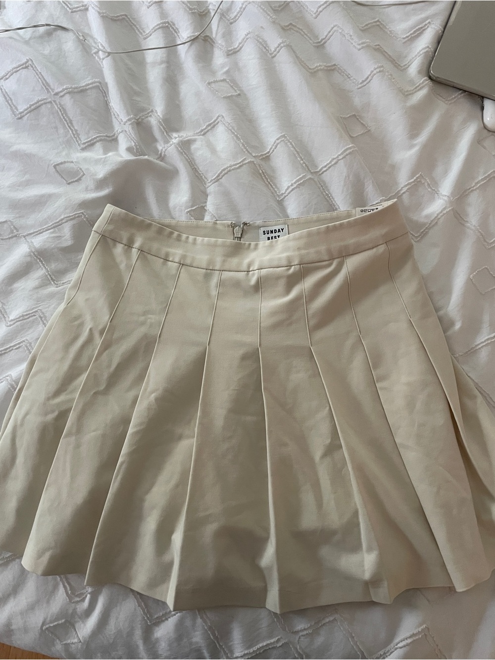 Sunday Best Cream Circle Skirt with Structured Pleats
